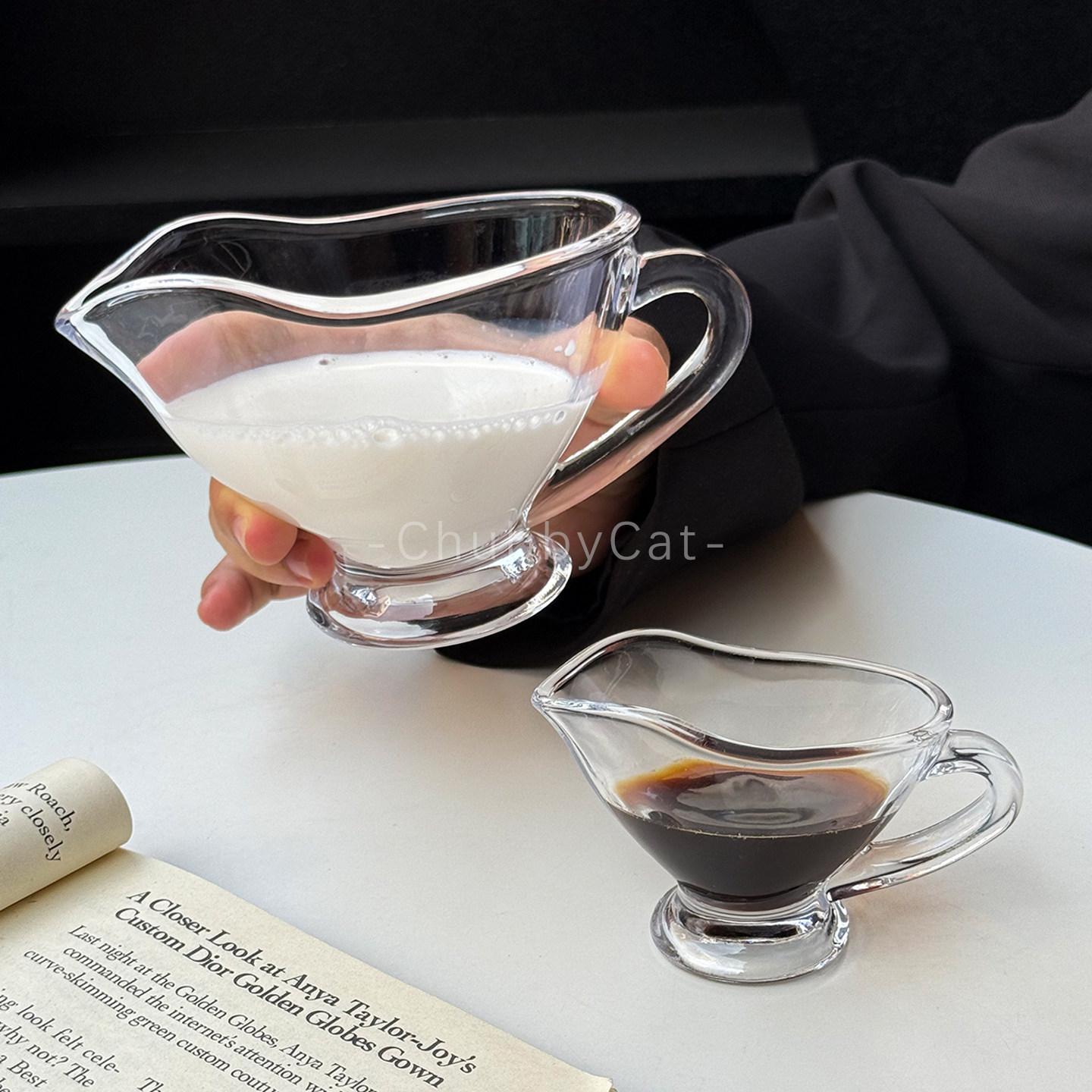 Glass milk jug with handle for espresso, niche magic lamp style, for Western-style dipping sauces, honey cup