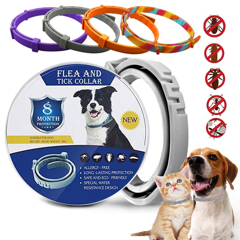 Pet Repellent Collar for Fleas and Ticks, External Flea and Tick Prevention for Cats and Dogs, Anti-Lost Collar for Large Dogs, Does Not Tighten Around the Neck