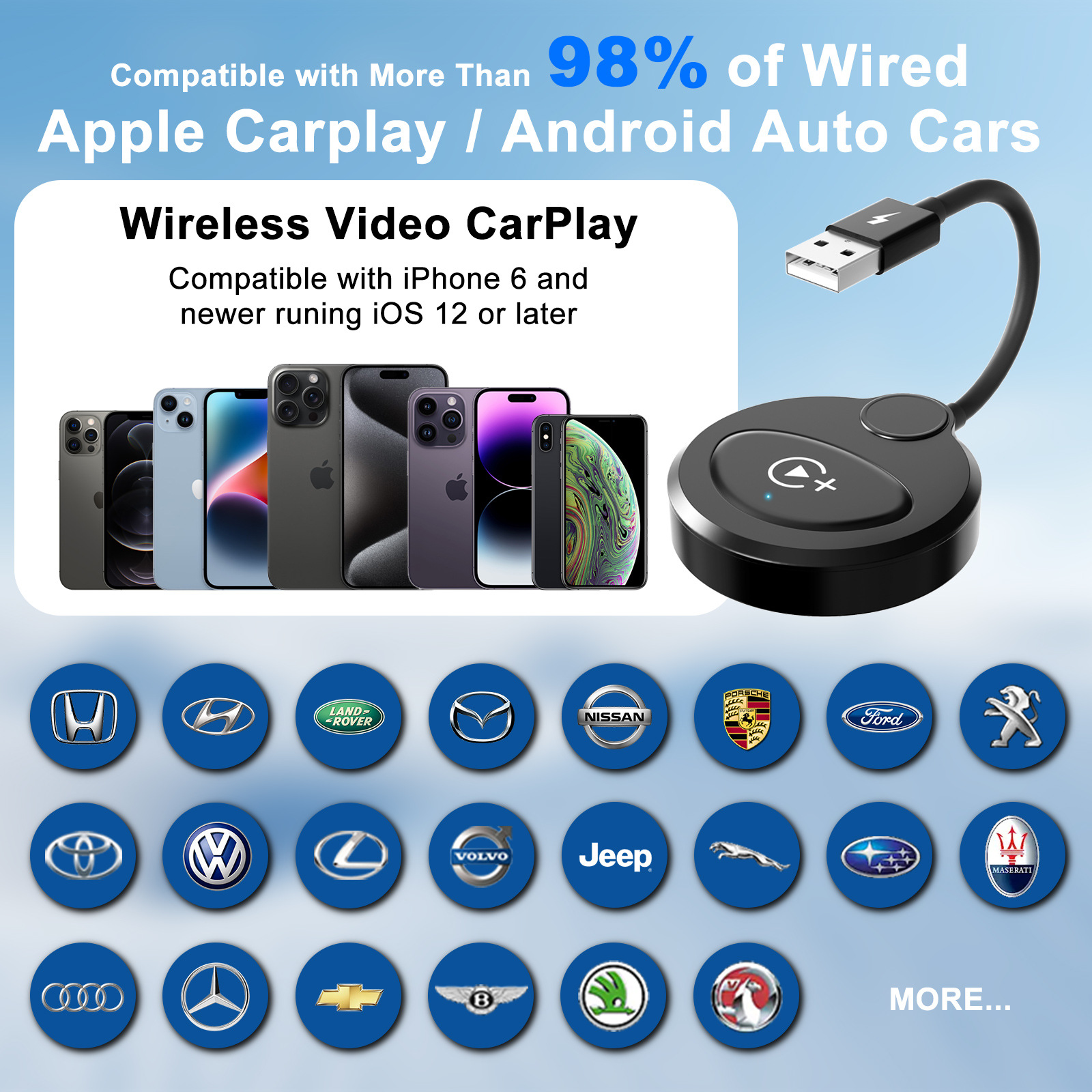 Cross-border Android Auto wired to wireless car machine interconnection Carplay box car video converter