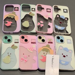 中空野菜小動物デザインのApple 16 Pro Max、iPhone 13、14、15対応のハードケース、女性向けクリエイティブな漫画風デザイン
