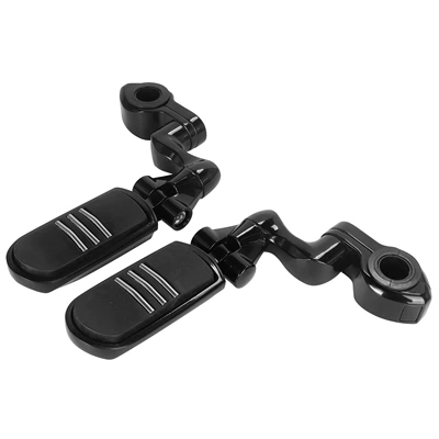 Harley Street Glide Motorcycle Modified Rubber Short Pedal Set Footrest Guard Bar Rest Bracket (Motorcycle pedals) - 1-pedal-black-new-pedal-ring-black