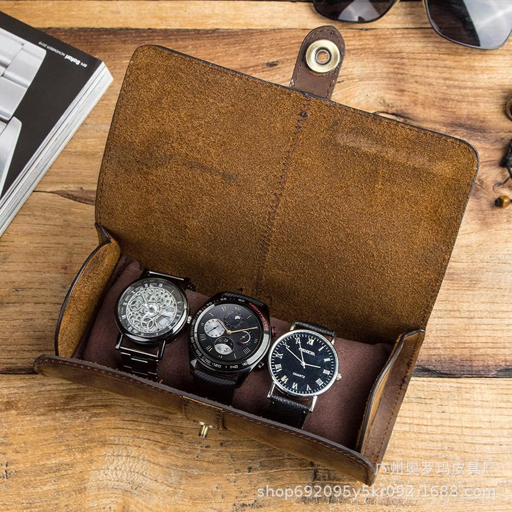 Cross-Border Popular First-Layer Genuine Leather Cowhide Watch Case, Retro, Easy to Carry, Multi-Functional Jewelry Box Customization