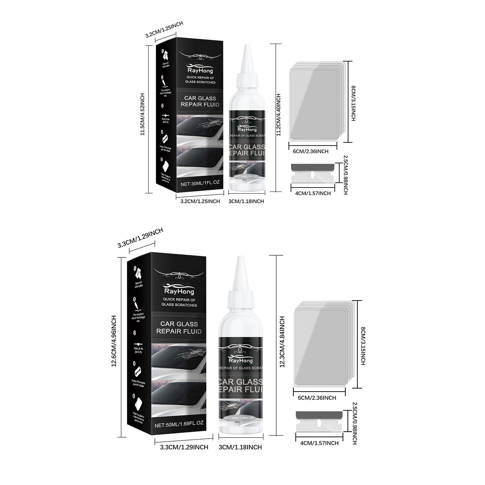 Rayhong Car Glass Repair Glue Glass Nano Repair Liquid Quick Repair Crack Glass Care Glue