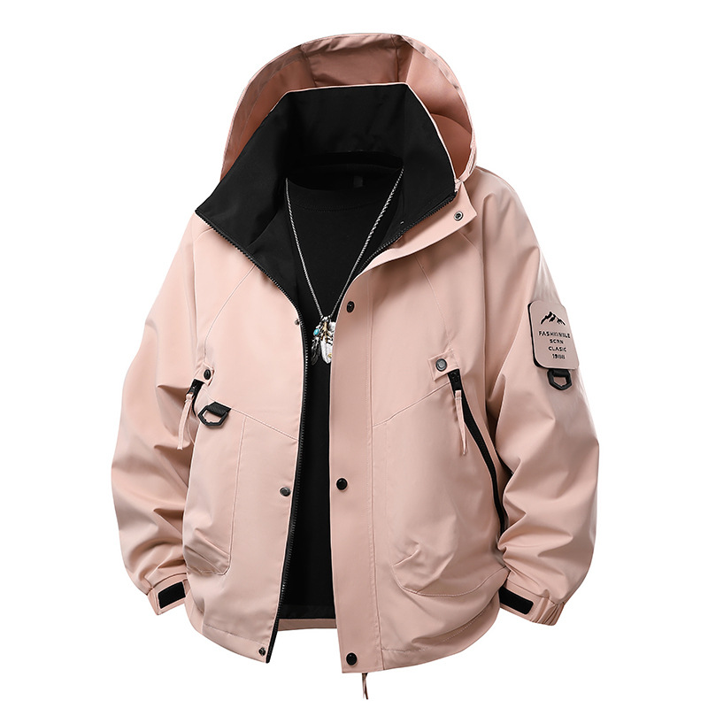 Dopamine Jacket Men's Spring and Autumn Velcro Armband New Style Windproof Hooded Sports Casual Mountaineering Jacket Dopamine Jacket Men's Spring and Autumn Velcro Armband New Style Windproof Hooded Sports Casual Mountaineering Jacket