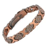 Bracelet heart shaped, copper chain, four-leaf clover