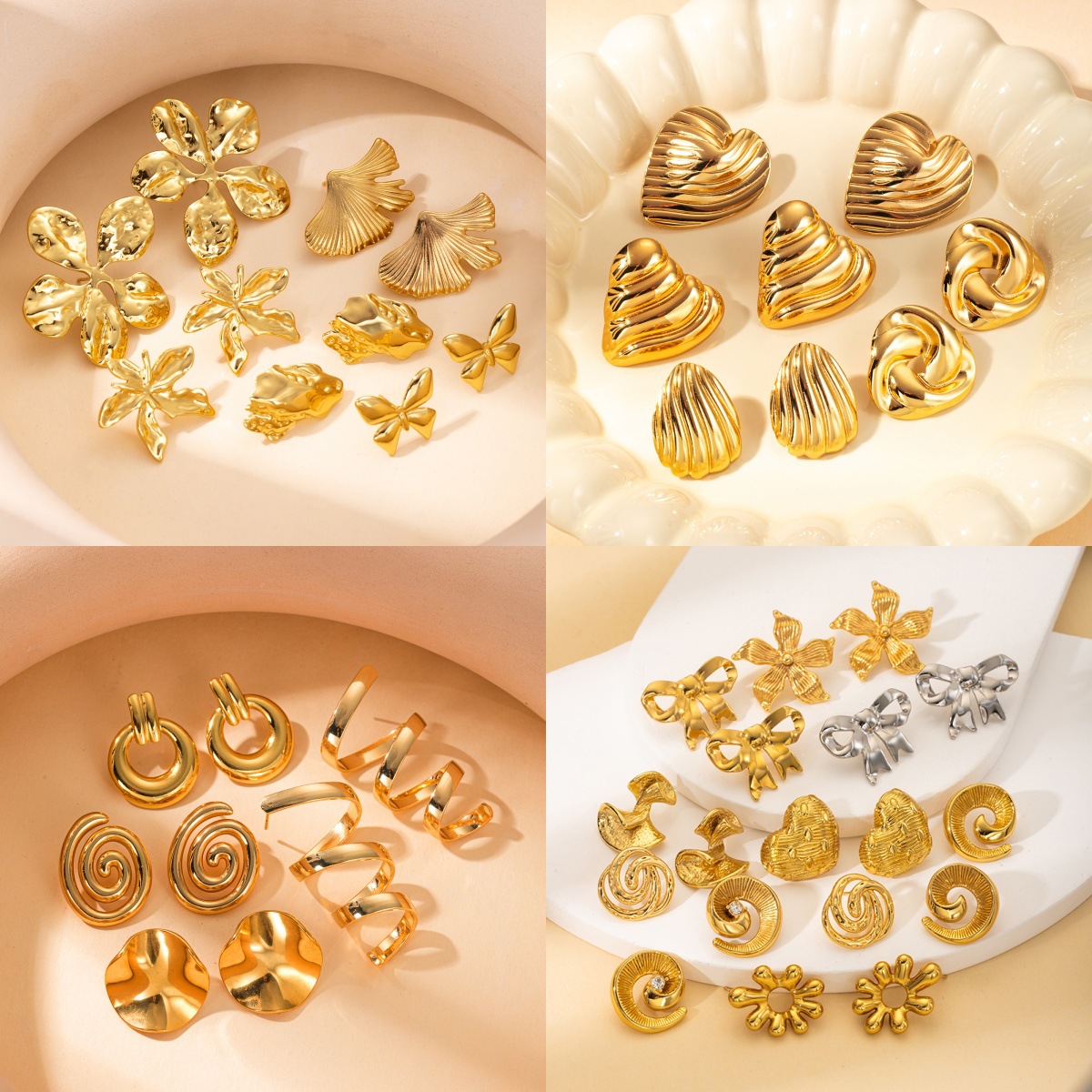 Pendientes de acero de titanio transfronterizos para mujer, lujo ligero, sentido de alta gama, temperamento retro de nicho, pendientes que no se desvanece, pendientes de todo fósforo al por mayor
