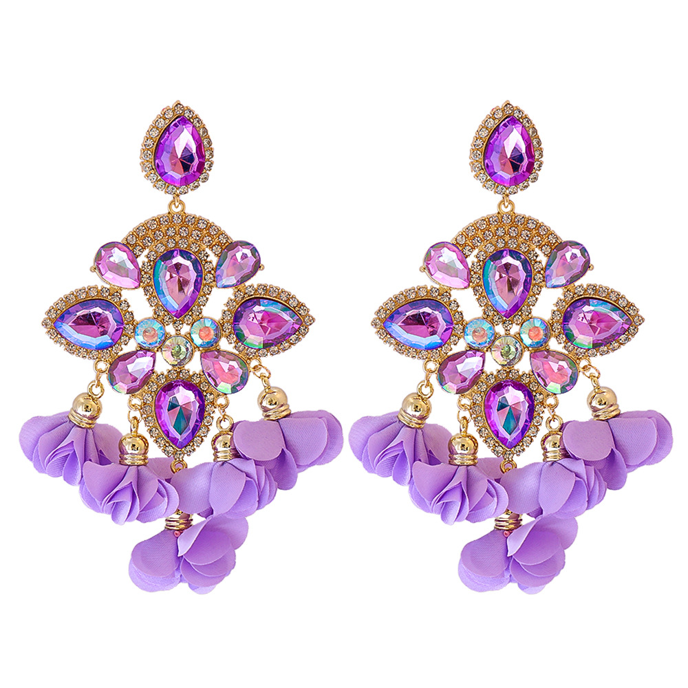 New Bohemian Color Diamond Flower Female Earrings Personality Accessories Wholesale display picture 44