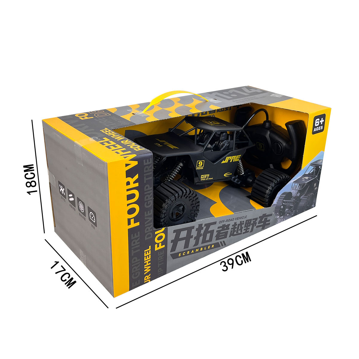 Niños grandes dos conexiones coche de control remoto inalámbrico pie grande vehículo todoterreno escalada juguetes estand agencia caja de regalo de inscripción