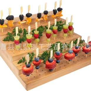 Cross-border Wooden Storage Rack Small String Sugar-coated haws Display Rack Multi-layer Wooden Food Rack String Self-service Rack Solid Wood Dishes