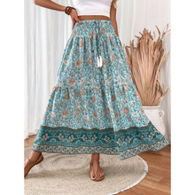 V 32657 Floral smocked tassel skirt �黨�������հ�ȹ�羳