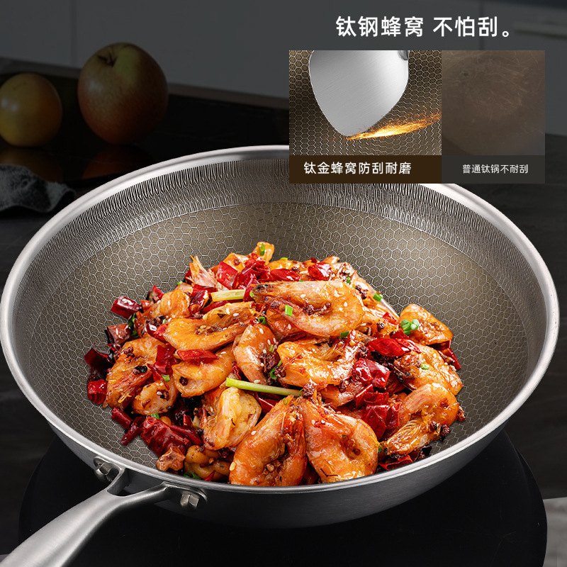 ステンレス中華鍋 クロスボーダー専用ステンレス チタンノンスティック中華鍋 中華鍋 ノンスティック中華鍋|undefined