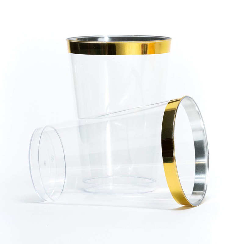 Taza de oro del polvo del oro del borde 16oz taza transparente disponible taza plástica material del picosegundo gran cantidad