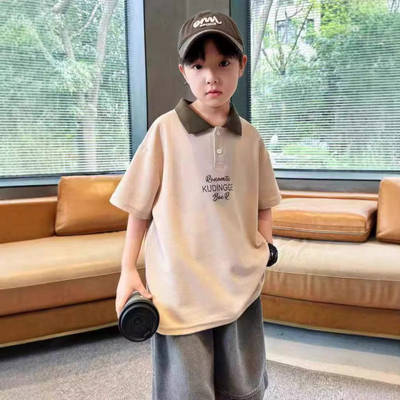 Children's Wear Boy's Summer Short-sleeved Polo Shirt 2024 New Arrival Duffy Boy's Summer T-shirt Big Children's T-shirt Trendy