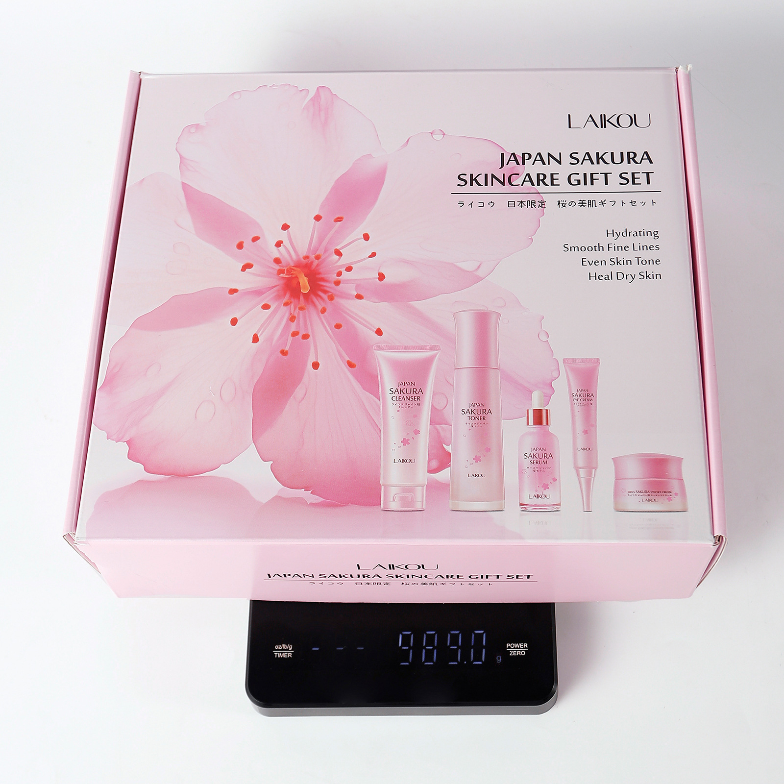 Cross-border LAIKOU Sakura Skincare Gift Box Moisturizing and Hydrating 5-piece Set with glass panel Part in stock undefined