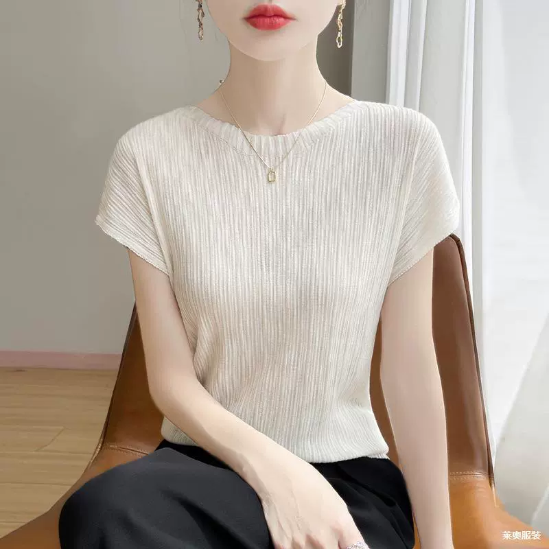 Новая летняя женская футболка из бамбукового льна с коротким рукавом, модный пуловер с тонким круглым вырезом, однотонный топ.