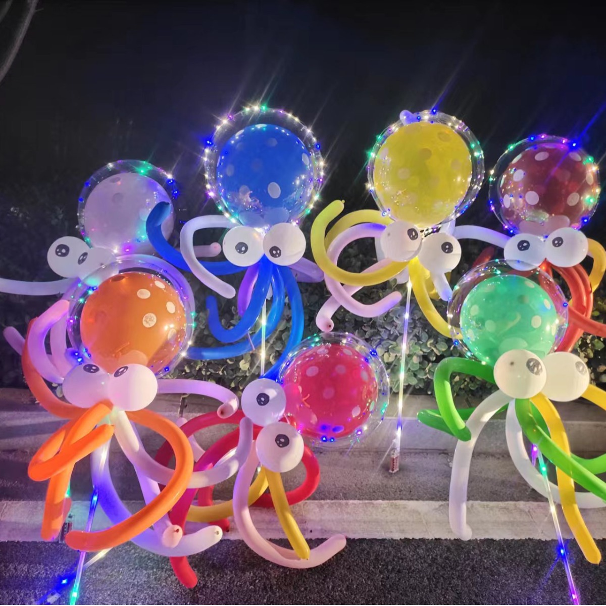 新款章魚氣球飛碟氣球八爪魚兒童夜市透明波波球地攤發光擺攤地推