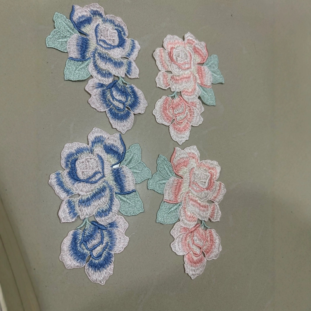 针匠绣品 新款芙蓉花对称布贴衣服包包装饰百搭补洞DIY修补丁无胶