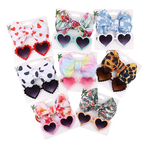  prom party headdress with sun glasses for kids baby sun lens with combination of fashion cartoon baby toys mode show photos sunshades printed polyester hair band