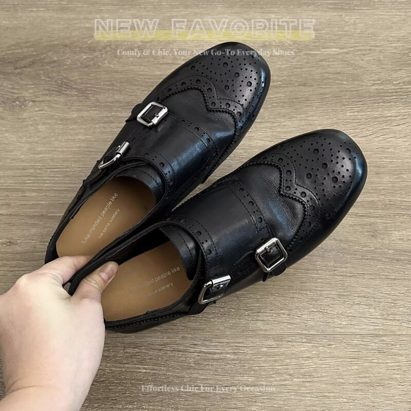 First-Layer Leather Version in Stock, Ships Immediately! British-Style Tassel Leather Shoes, Vintage Double Buckle Brogue Loafers, Flat First-Layer Leather Version in Stock, Ships Immediately! British-Style Tassel Leather Shoes, Vintage Double Buckle Brogue Loafers, Flat