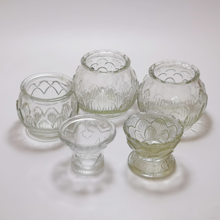 厂家订制玻璃莲花烛台批发 烛台蜡烛杯佛教用酥油灯 蜡烛罐|ms