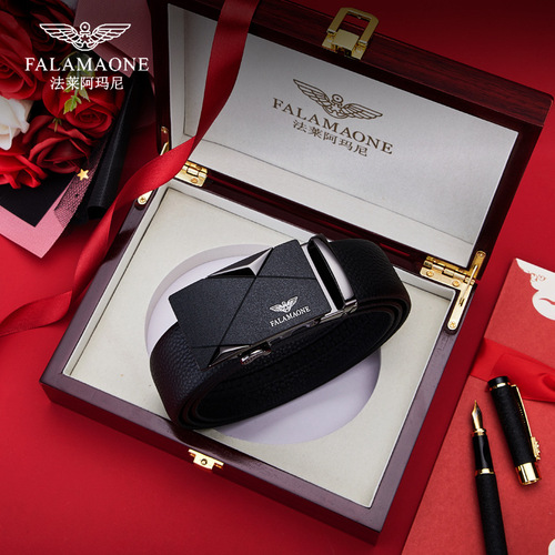 Ferragamo Leather Belt for Men, Youth Edition, Luxury Automatic-Clasp Design, 2024 New Style, Trendy Cowhide Waistband