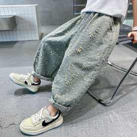 【1329人好评】儿童提花破洞牛仔裤春秋新款中大童韩版洋气潮牌休