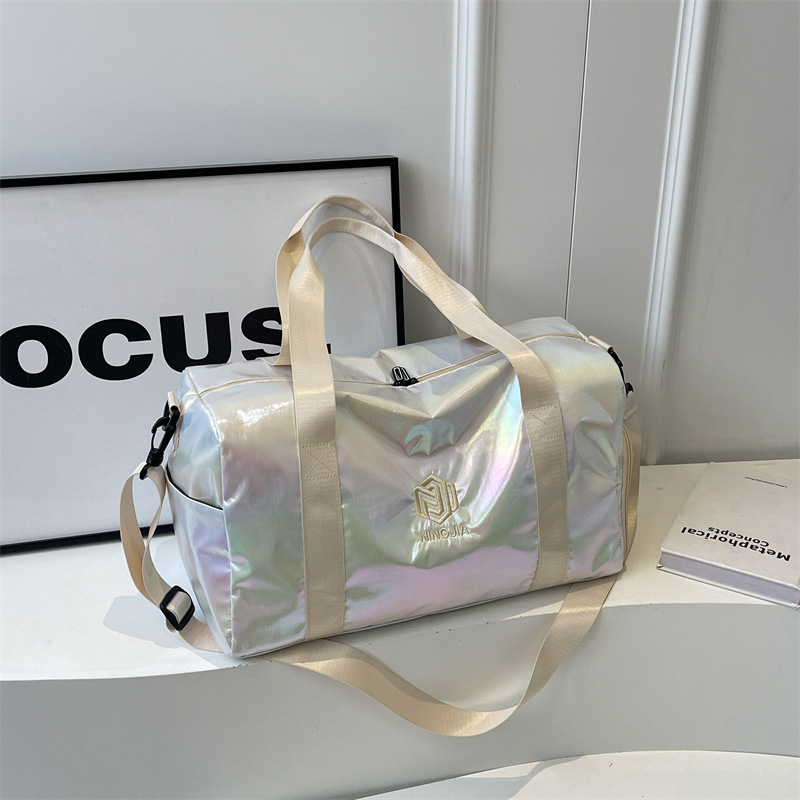 Bolsa de equipaje colorida perlada transfronteriza, bolsa de gran capacidad para viajar, bolsa de ocio de alto nivel, bolsa de fitness deportiva popular