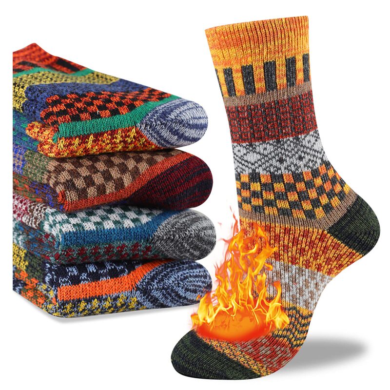 Cross-border Amazon wool socks double thick needle retro style men's and women's socks wool socks warm thick wholesale Cross-border Amazon wool socks double thick needle retro style men's and women's socks wool socks warm thick wholesale