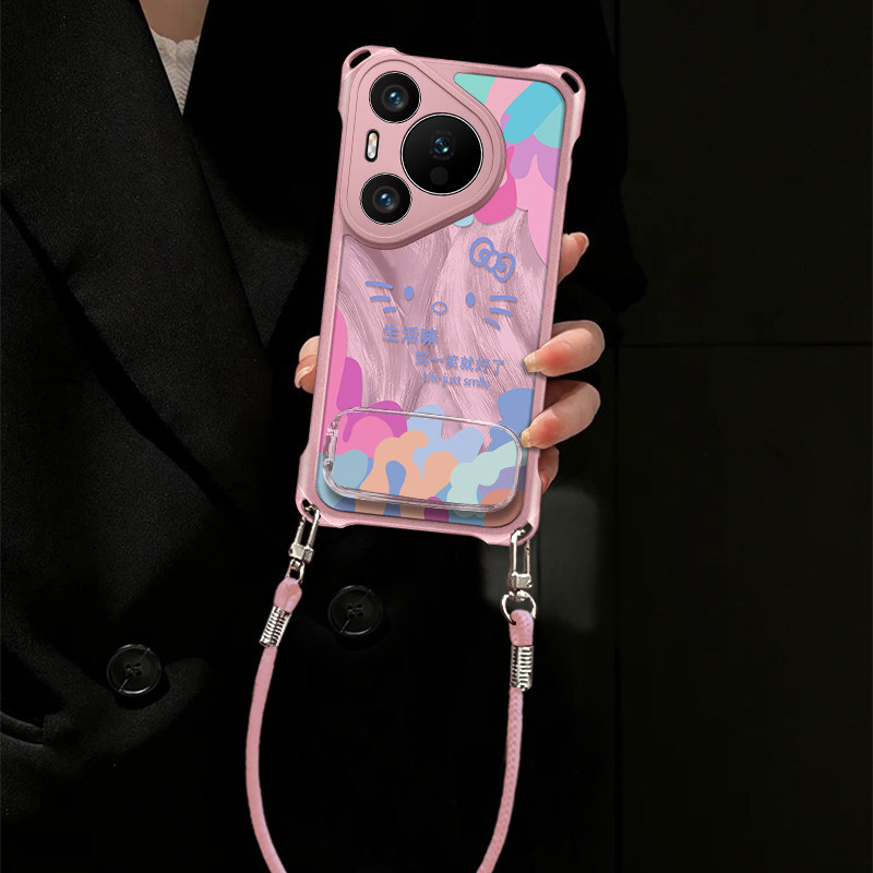 kt smiley face phone case for Huawei P80, P90 Pro lanyard, P70 stand, P60 feather yarn, P50 soft case, 40 cute