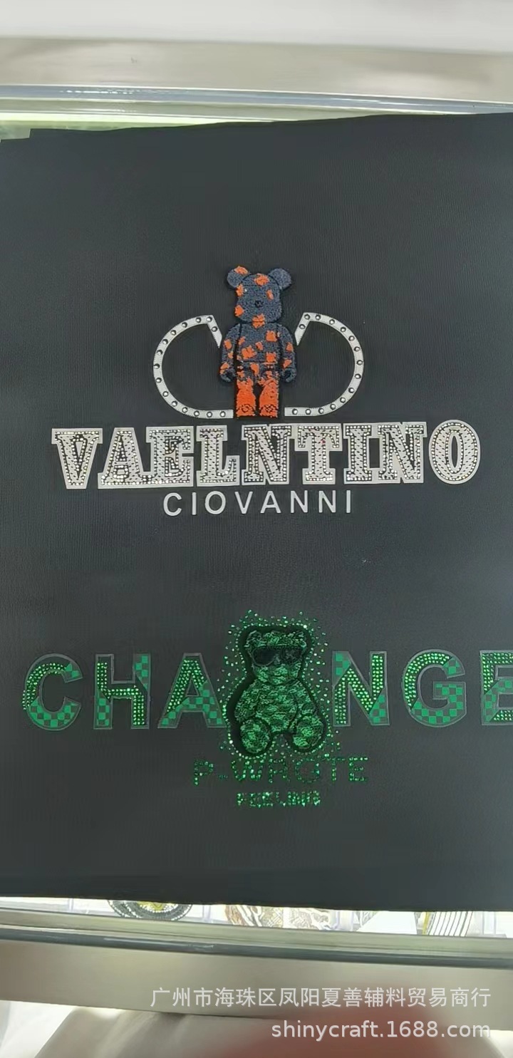 网红欧版高品热转印烫钻男装烫图 高端刺绣烫画烫钻