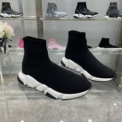 広州工場高品質フライニット紳士靴 2025 高弾性ニット透明エアクッション底ハイトップパリソックス靴