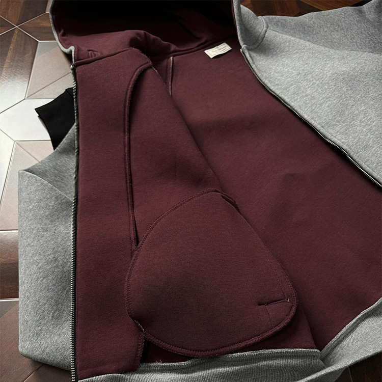 Kurzes Kapuzensweatshirt mit Luftpolsterung für Herren, innenliegende Strickjacke in Kaiserrot_voghion.com