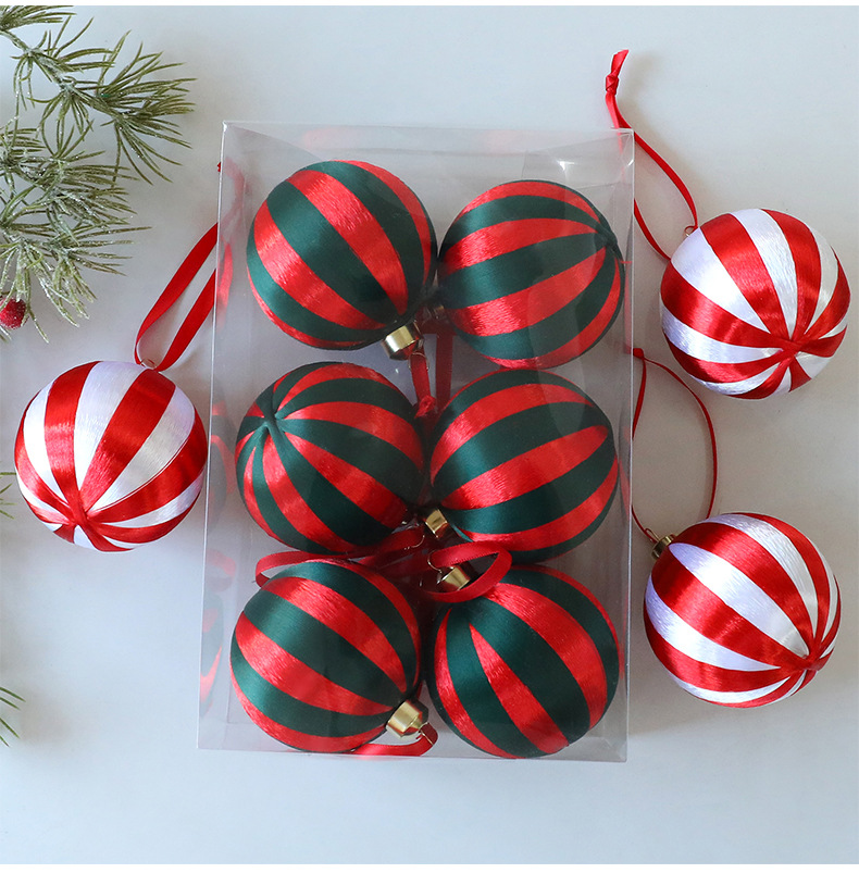 Boules de Noël en plastique de 8 cm emballées – Lot de 12 (6 rouges/vertes et 6 rouges/blanches, emballage en boîte pliable, décoration pour sapin de Noël, décoration de vitrine)_voghion.com
