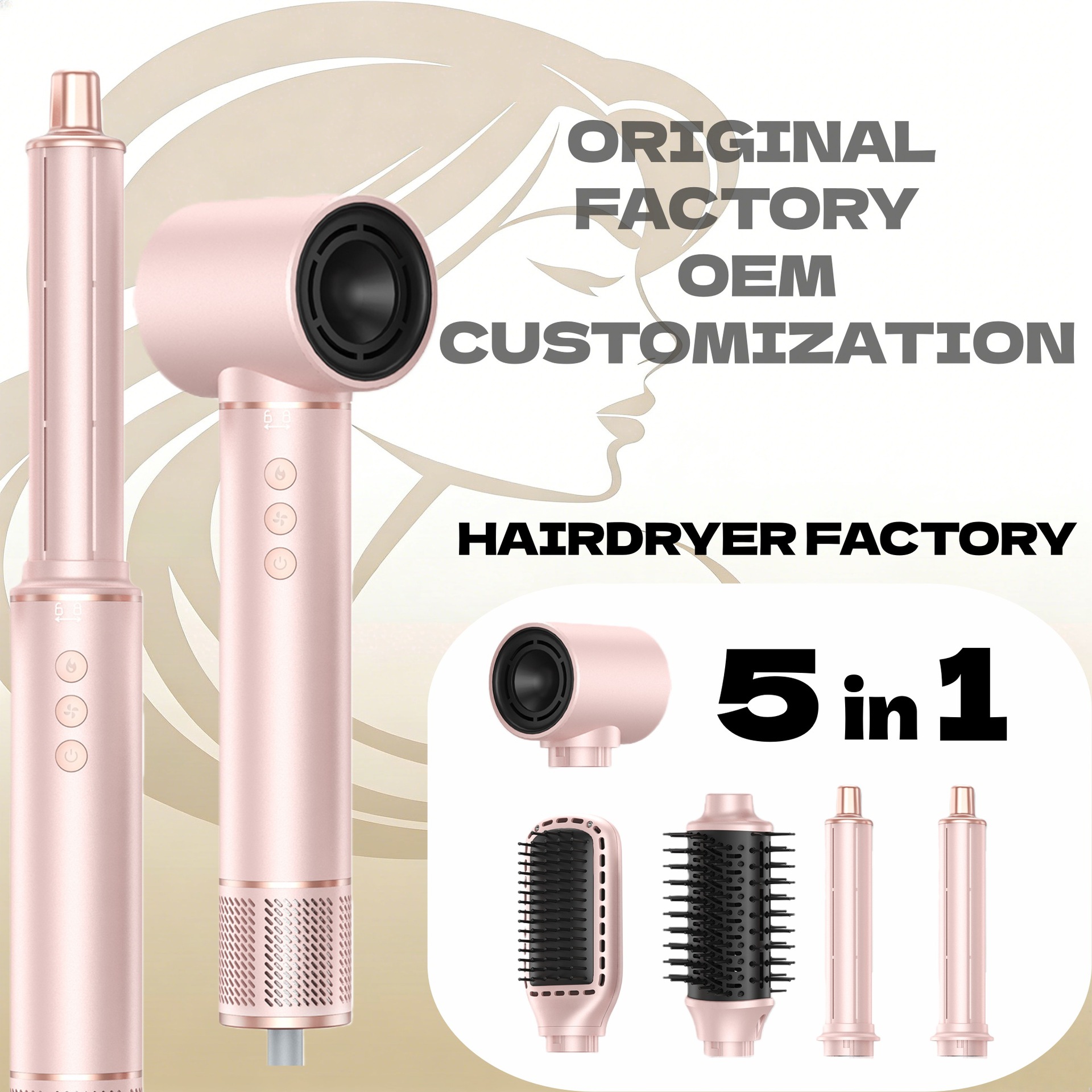 아마존 5-in-1 세트 헤어 드라이어 빗 음이온 열풍 빗 스트레이트 헤어 빗 스타일링 컬링 아이언 고속 헤어 드라이어