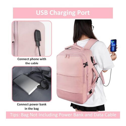 A new travel backpack with charging ports and a shoe bag, a carry-on backpack compatible with TSA for 15.6-inch laptops.