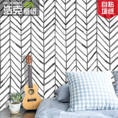 Thickened Nordic minimalist self-adhesive wallpaper with hand-painted fishbone lines and geometric patterns, suitable for living room, bedroom, and hallway accent wall decals