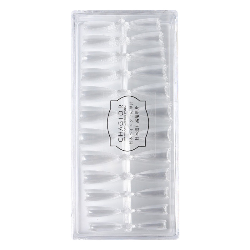 Nuevo estilo japonés c arco francés semi-stick hoja de uñas ultra-delgada extensión transparente especial parche de uñas largo pulido libre