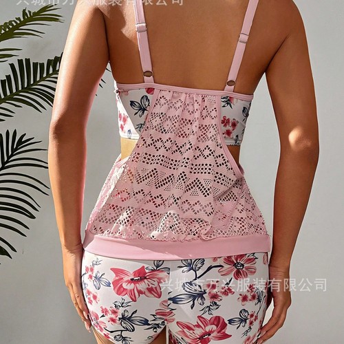 2025 Tankini Split Swimsuit, Slimming Straps, Four-Corner Shorts, Conservative Women's Swimwear