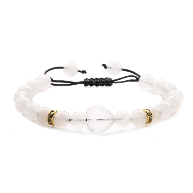 Europa y América transfronteriza AliExpress moda ágata Ojo de Tigre piedra blanca turquesa pulsera en forma de corazón pulsera tejida con cuentas de piedra
