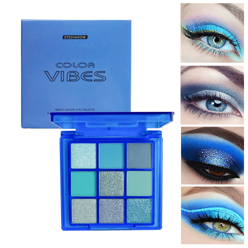 Eyeshadow Palette Color Vibes, Platinum Metal & Matte Waterproof Shades, Punk Style 9-Color