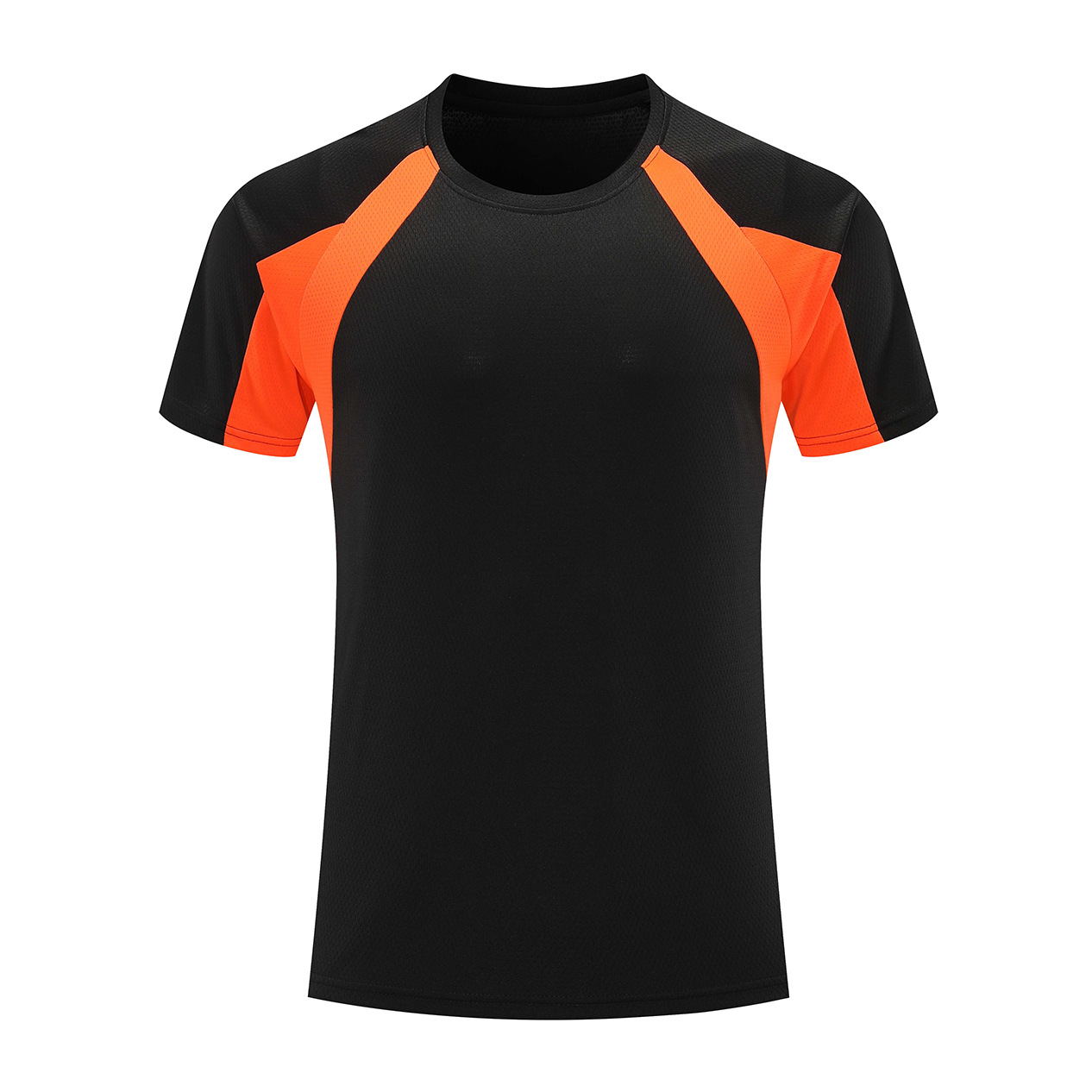 Hombre deportivo ocio mangas cortas T gran agujero de ventilación color combinado ropa de trabajo de secado rápido impresión logotipo camiseta ropa deportiva fitness