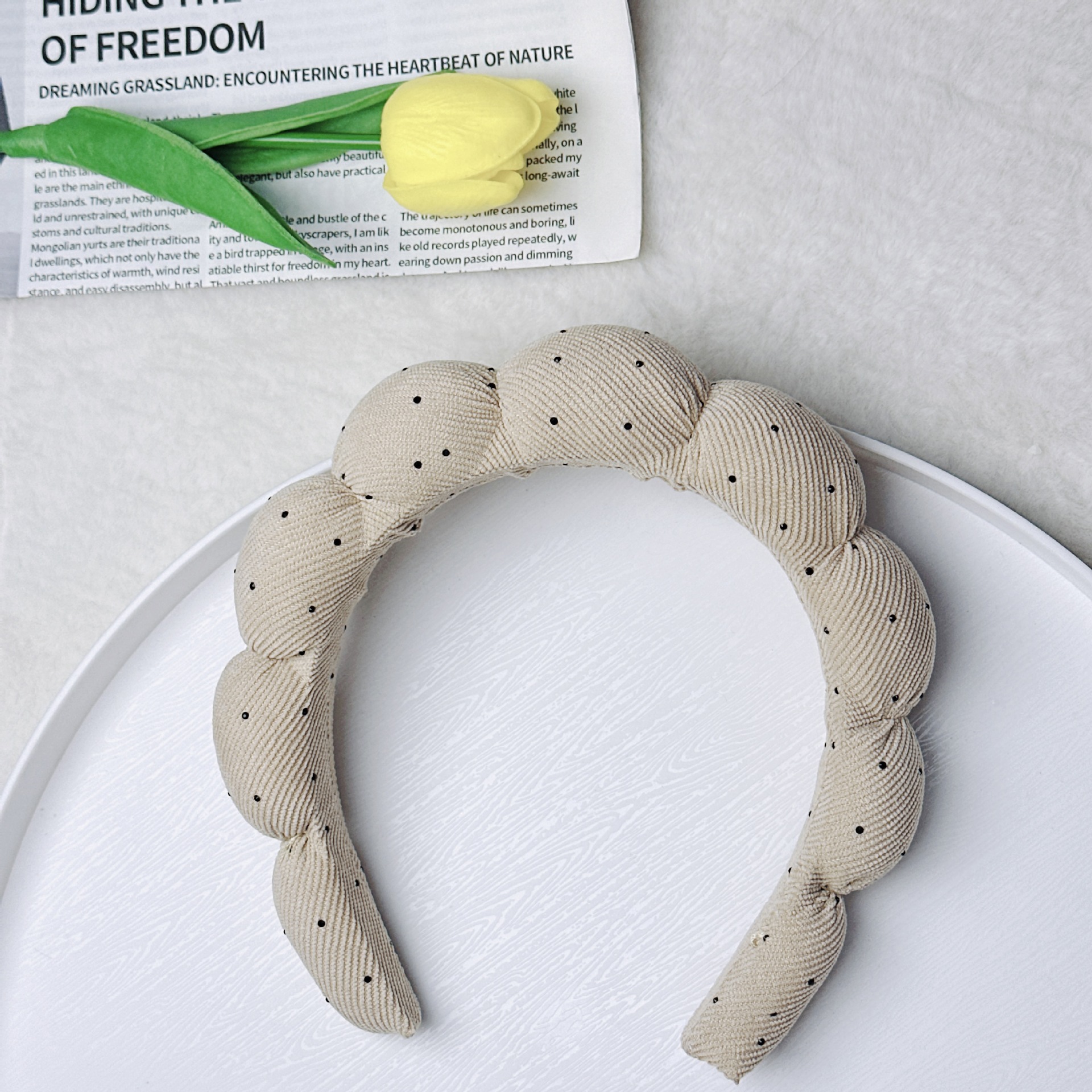 Diadema de Esponja tipo Nube de Tela para Lavado de Cara