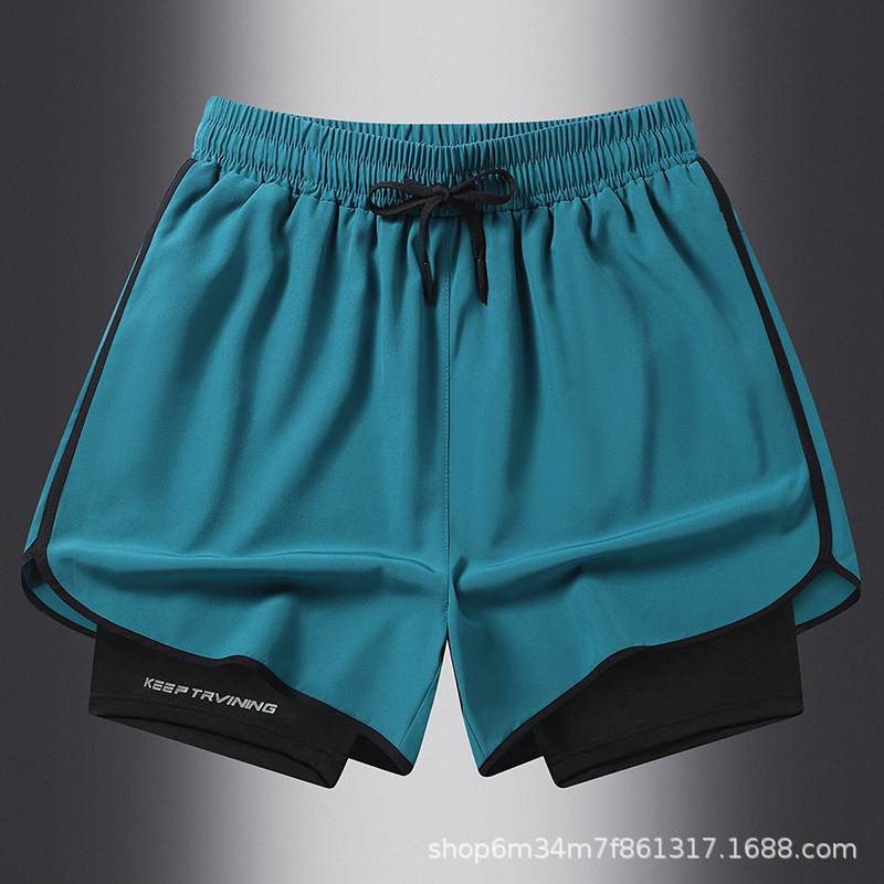 Fábrica de impresión directa pantalones cortos de doble capa para hombres y mujeres secado rápido deportivo relajado de seda de hielo casual pantalones para hombres