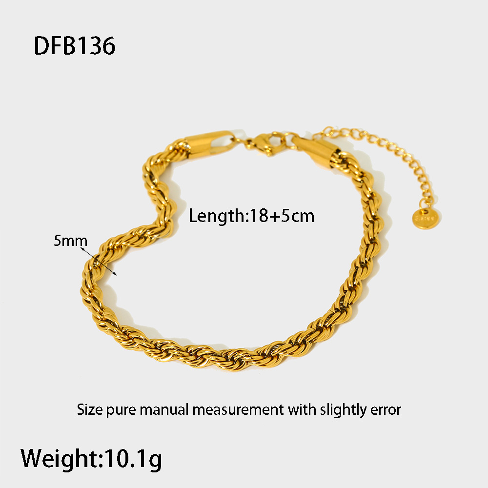 Daily Occasion IG Style Geometric 304 Stainless Steel Twisted Rope Chain Chain Necklace In Bulk