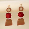 Retro pendant, ethnic wooden earrings, ethnic style, autumn, wholesale