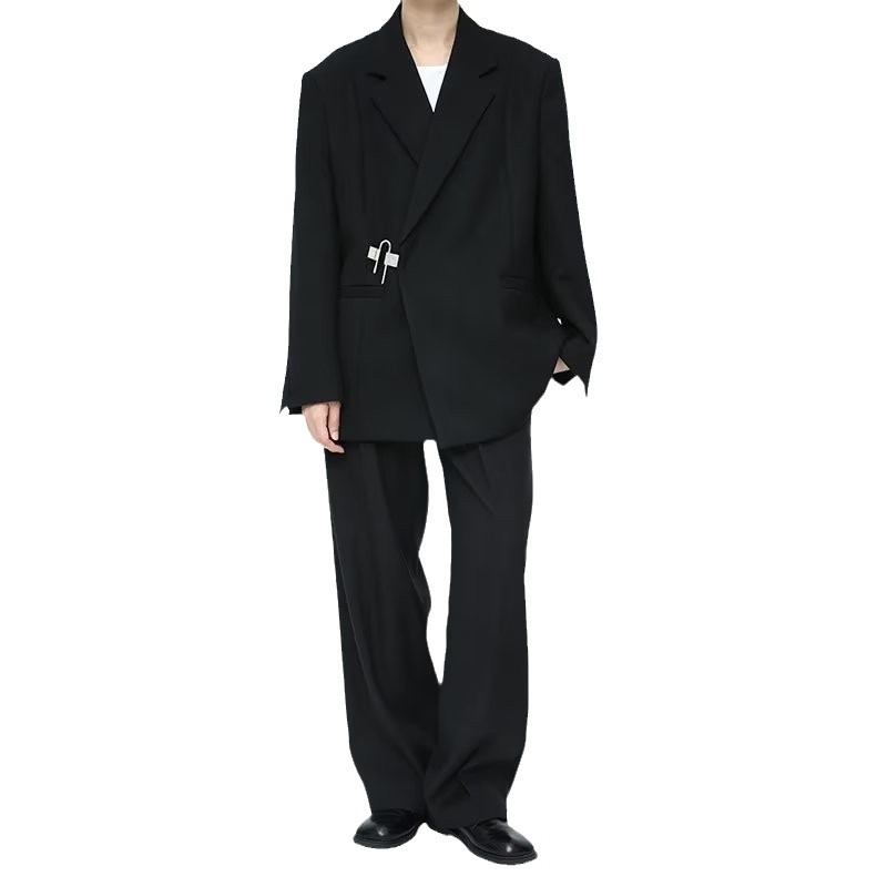 Versión coreana de la nueva chaqueta de traje negro del diseñador de abstinencia