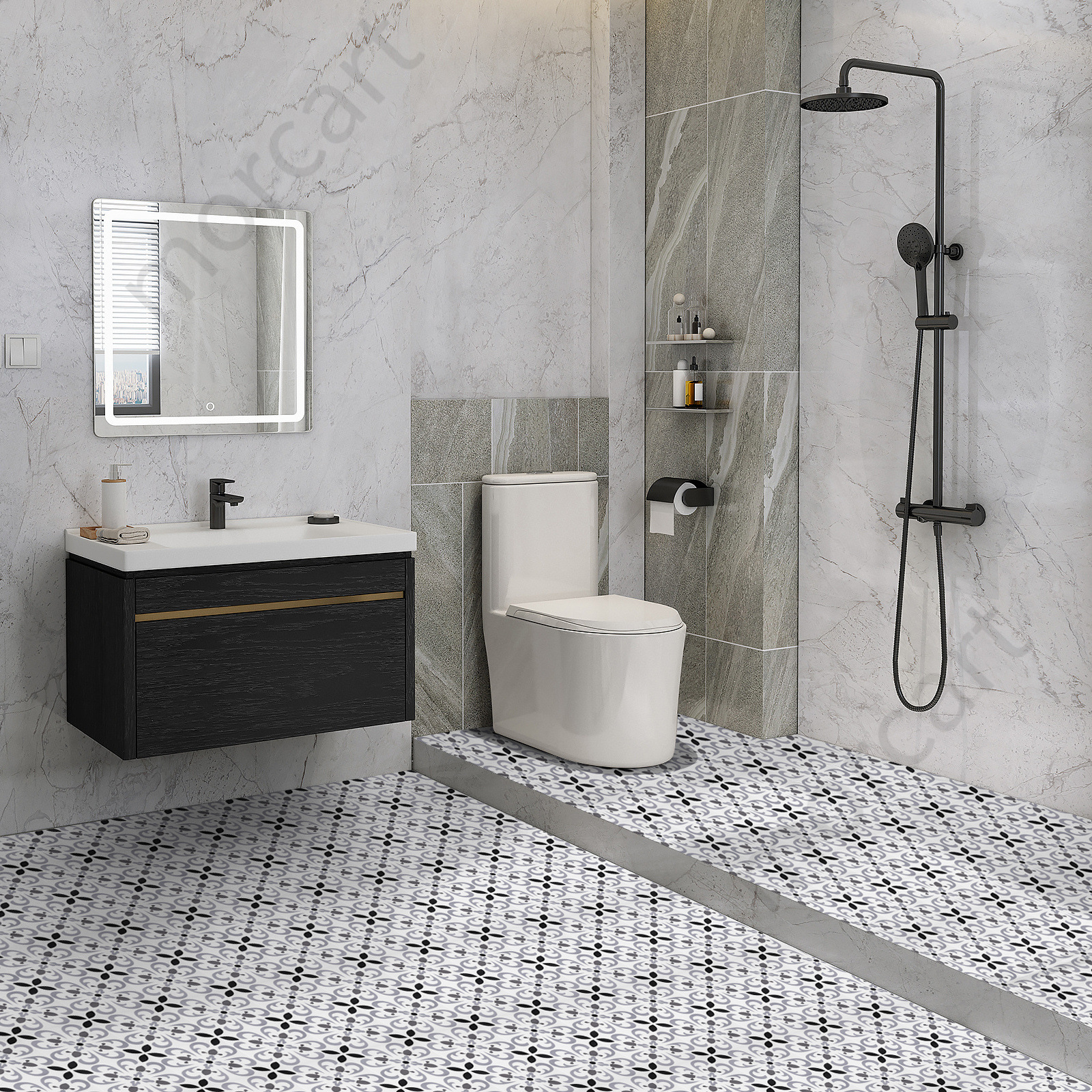 balcony bathroom waterproof non-slip wear-resisting kitchen a living room DIY decorate Self-adhesive Morocco Scrub Floor stickers
