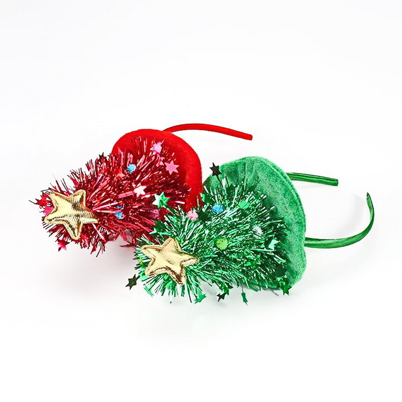 Amazon transfronterizo Navidad decoración de fiestas de cabello hebilla corona sombrero árbol de Navidad bola de oro brillante banda de cabeza