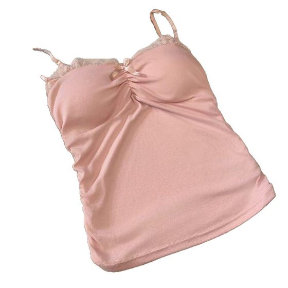Sweet Lace Camisole Women's Vest with Chest Pad Summer New Breathable Outer Wear Sleeveless Base Slimming Top
