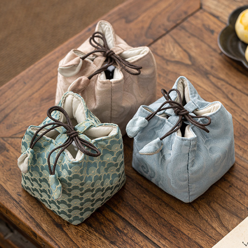 Travel Pot Bag Weave Cloud Cup Bag Embroidery Handmade Shockproof New Chinese Style Retro Storage Bag Host Cup Tea Set Fabric